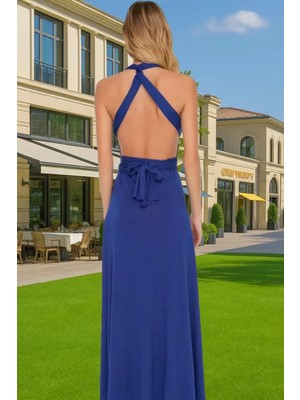 Rahat V Yaka Bağlamalı Maxi Elbise Nefes Alan Polyester Kumaş Rahat ve Şık Premium Kalite