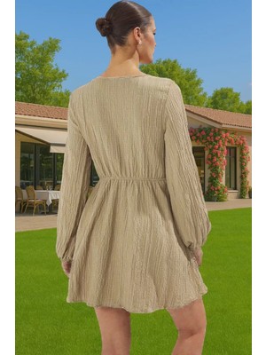 Yazlık Mini Keten Karışımlı Bağlamalı Plaj Elbisesi Rahat Kesim Premium Kalite Mükemmel Uyum