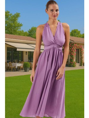 Kadın Sırt Dekolteli Midi Boy Pamuk Elbise Skater Kalıp Yazlık Trend Tasarım Mükemmel Uyum