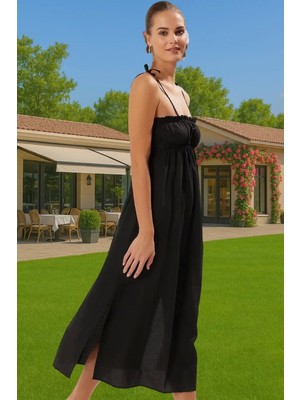 Şık Kadın Yazlık Poplin Elbise Midi Boy Tek Omuz Kaliteli Işçilik Yüksek Kalite Şık Görünüm