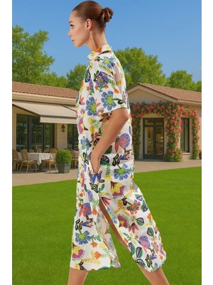 Rahat %100 Pamuklu Yazlık Midi Elbise Tek Kol Çiçekli Desenli Şık Görünüm Mükemmel Uyum Modern Stil