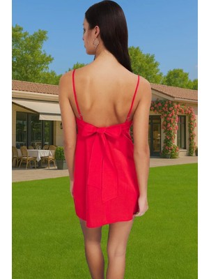 Rahat Yazlık Mini A Line Bağcıklı Pamuklu Elbise Rahat ve Şık Modern Stil Profesyonel Görünüm