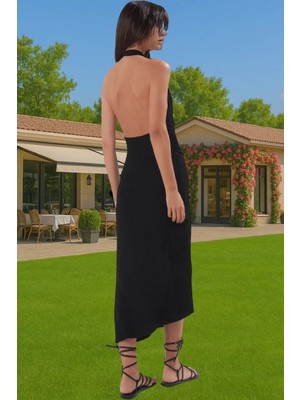 Yazlık Maxi Elbise Dokuma Kumaş Kemer Detaylı Plaj Özenle Seçilmiş Seçkin Malzeme Dayanıklı Malzeme