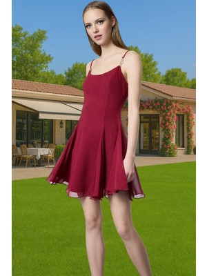 Astarlı Şık Mini Abiye Elbise Polyester Elastan Dokuma Kumaş Profesyonel Görünüm Özel Tasarım