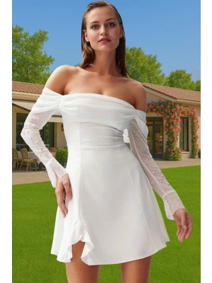 Incili Detaylı A Line Mini Elbise Özel Günler Için Şık Tasarım Profesyonel Görünüm Modern Stil