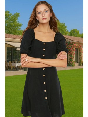 Kadın Şık A Kesim Mini Elbise Pamuk Polyester Dokuma Kumaş Şık Görünüm Özenle Seçilmiş Mükemmel Uyum