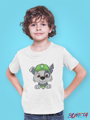 Bumeta Yeşil Şapkalı Kurtarıcı Rocky Paw Patrol Çocuk Tişört T-Shirt