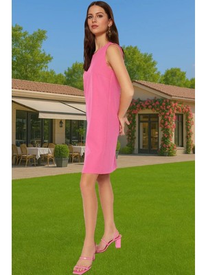 Kadın Mini Boy Polyester Elbise Yazlık Iş Elbisesi Finike Dokuma Trend Tasarım Özenle Seçilmiş