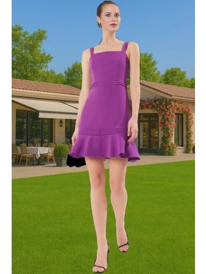 Kadın Askılı Mini Elbise A Kesim Nervür Detaylı Yazlık Dokuma Modern Stil Günlük Kullanım Için