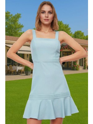 Kadın Askılı Mini Elbise A Kesim Nervür Detaylı Yazlık Dokuma Modern Stil Günlük Kullanım Için