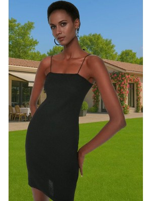 Kadın Ince Askılı Bodycon Mini Elbise Pamuklu Örme Kumaş Rahat Günlük Rahat Kullanım