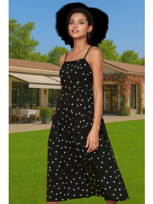 Nefes Alabilir Viskoz A Kesim Midi Elbise Çiçek Desenli Yazlık Günlük Kullanım Için Premium Kalite