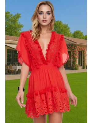 Basic Koleksiyonu Pamuk Vual Mini Elbise Yaz Plaj Şıklığı Şık Görünüm Özel Tasarım Rahat Kullanım