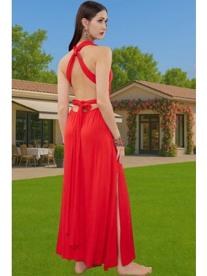 Şık ve Rahat Bağlamalı Örme Maxi Elbise Günlük ve Plaj Kullanımı Profesyonel Görünüm