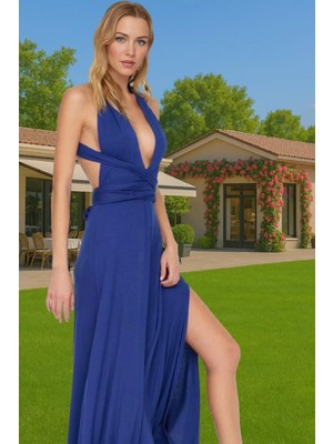 Şık ve Rahat Bağlamalı Örme Maxi Elbise Günlük ve Plaj Kullanımı Profesyonel Görünüm