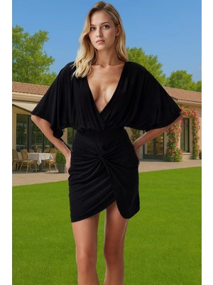 Yazlık Kadın Mini Elbise V Yaka Bodycon Örme Plaj Şık Görünüm Günlük Kullanım Için Yüksek Kalite