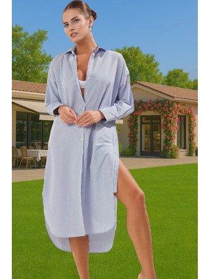 Rahat Midi Boy Keten Görünümlü Tesettür Elbise Yazlık Plaj Şıklığı Zarifane Tasarım Özenle Seçilmiş