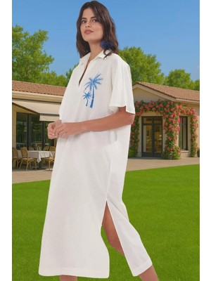 Yazlık Şık Maxi Plaj Elbisesi Pamuk Kumaş Rahat Kesim Premium Kalite Rahat ve Şık Modern Stil