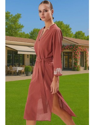 Yazlık Kadın Plaj Elbisesi Pamuk Midi Boy Shift Kesim Seçkin Malzeme Mükemmel Uyum Rahat ve Şık