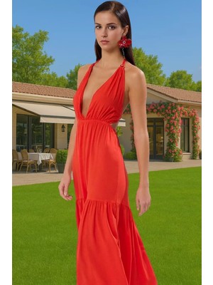 Yazlık Plaj Elbisesi Batik Desenli A Line Maxi 100% Viskoz Kumaş Şık Görünüm Trend Tasarım