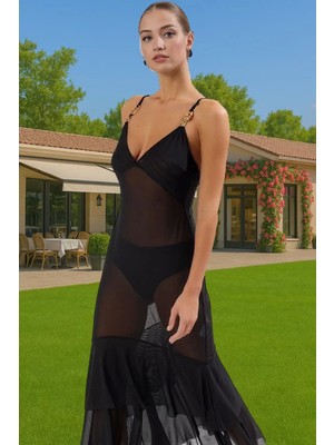 Bodycon V Yaka Maxi Plaj Elbisesi Örme Mesh Kumaş Yazlık Özenle Seçilmiş Yüksek Kalite Özel Tasarım