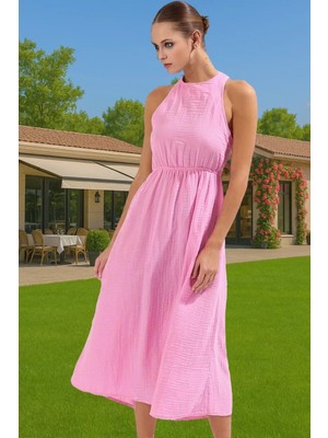 Sırt Detaylı Maxi Müslin Elbise Rahat Yazlık Plaj Giyim Zarifane Tasarım Yüksek Kalite