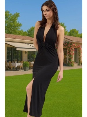 Bodycon Maxi Örme Elbise V Yaka Plaj Elbisesi Yaz Koleksiyonu Rahat Kullanım Dayanıklı Malzeme