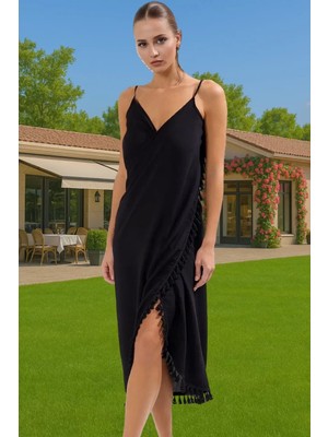 Yazlık Şık Püsküllü Viskoz Maxi Elbise Rahat Plaj Kombinleri Için Özel Tasarım Kaliteli Işçilik