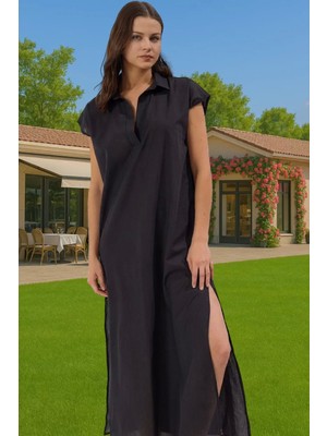 Yazlık Kadın Kısa Kollu Pamuk Midi Elbise Şık Plaj Modası Uzun Ömürlü Rahat ve Şık Mükemmel Uyum