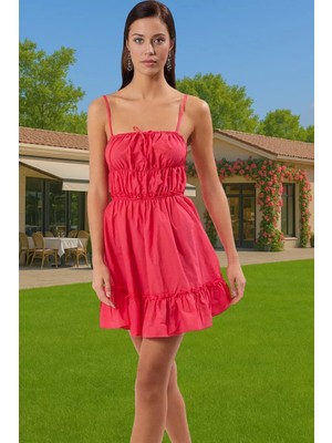 Pamuklu Vual Dokuma Kadın Mini Elbise Yazlık Seçkin Malzeme Premium Kalite Profesyonel Görünüm