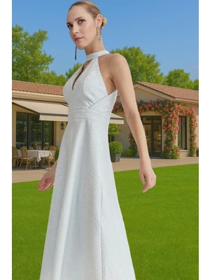 Kolsuz A Kesim Jakar Abiye Elbise Yaz Mevsimi Için Özenle Seçilmiş Rahat ve Şık Seçkin Malzeme