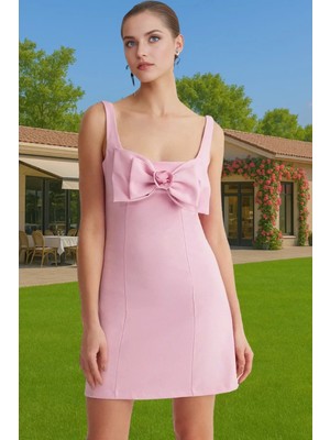 Fiyonklu A Kesim Kısa Yazlık Elbise Dokuma Polyester Rahat Seçkin Malzeme Günlük Kullanım Için