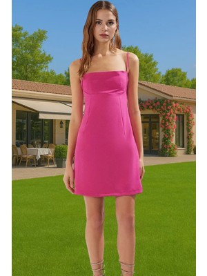 Feminen A Kesim Kısa Elbise Polyester Elastan Yazlık Gece Elbisesi Modern Stil Trend Tasarım