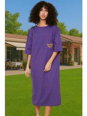 Midi Boy Örme Elbise Nakışlı Detaylı Rahat Tasarım Mükemmel Uyum Rahat Kullanım Premium Kalite