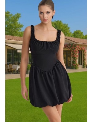 Kolsuz A Kesim Mini Balo Elbisesi Dokuma Finike Kumaş Trend Tasarım Rahat ve Şık Konforlu Kesim