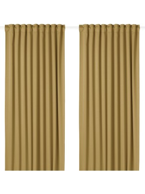 Karartma Perde/2 Kanat, Sarı-Bej, 145x300 cm, Loş Işık, Polyester