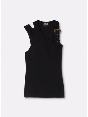 Versace Jeans Couture Klasik Yaka Düz Siyah Kadın Body 78HAM603