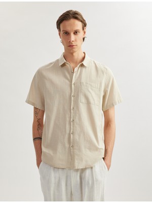 Koton Kısa Kollu Pamuklu Cep Detaylı Slim Fit Gömlek