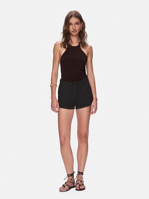 LTB Kadın  Basıc Gabardin Regular Mini Siyah Şort
