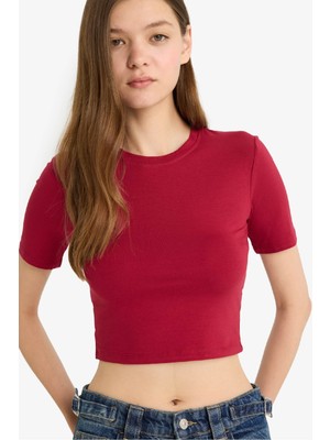 DeFacto Fitted Crop Basic Tişört F8924AX25HS