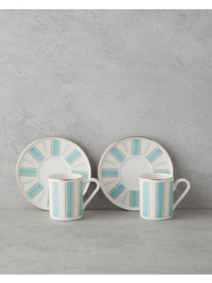 Serenade Bone Porselen 4 Parça 2 Kişilik Kahve Fincan Takımı 90 ml Mavi Gold