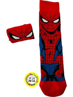 Spiderman Çizgi Film Desenli Pamuklu Soket Çorap