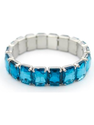 Lastikli Taşlı Bilezik - Mavi