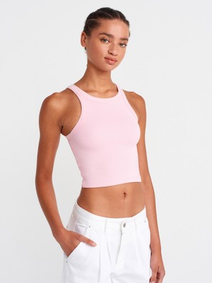 21104 Fitilli Crop Top-Toz Pembe