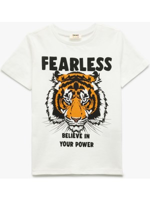 Koton Erkek Çocuk Pamuklu Kısa Kollu Tişört Yaz Stili Kaplan Baskılı 100% Pamuk