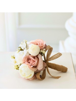 Jakaranda Design Doğal Görünümlü Yapay Gelin Buketi – Pudra & Krem Tonlarında Düğün, Nişan ve Fotoğraf Çekimleri Için