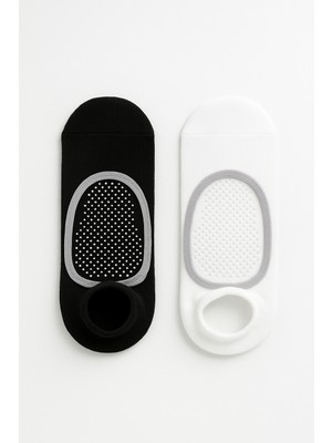 Kadın 2'li Asta Yoga / Pilates Step Çorap Siyah / Beyaz