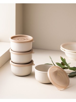 Lucca 4'lü Saklama Kabı Seti - Bej - 10 cm