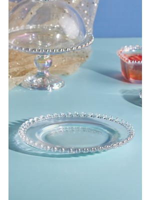 Karaca Rory 19 Cm Cam Servis Tabağı Zarif Desenli 1 Adet Kullanıma Uygun