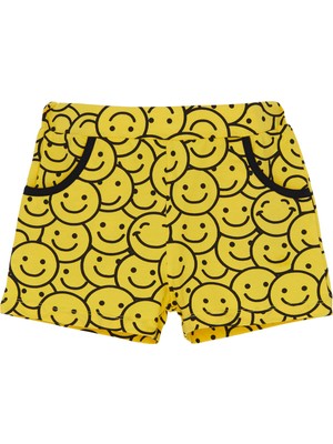 Smile Desen Kız Çocuk Çepli Şort